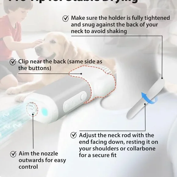 Pet Grooming Dog Hair Dryer Water Blowing Machine Neck Hanging Free Your Hands Grooming